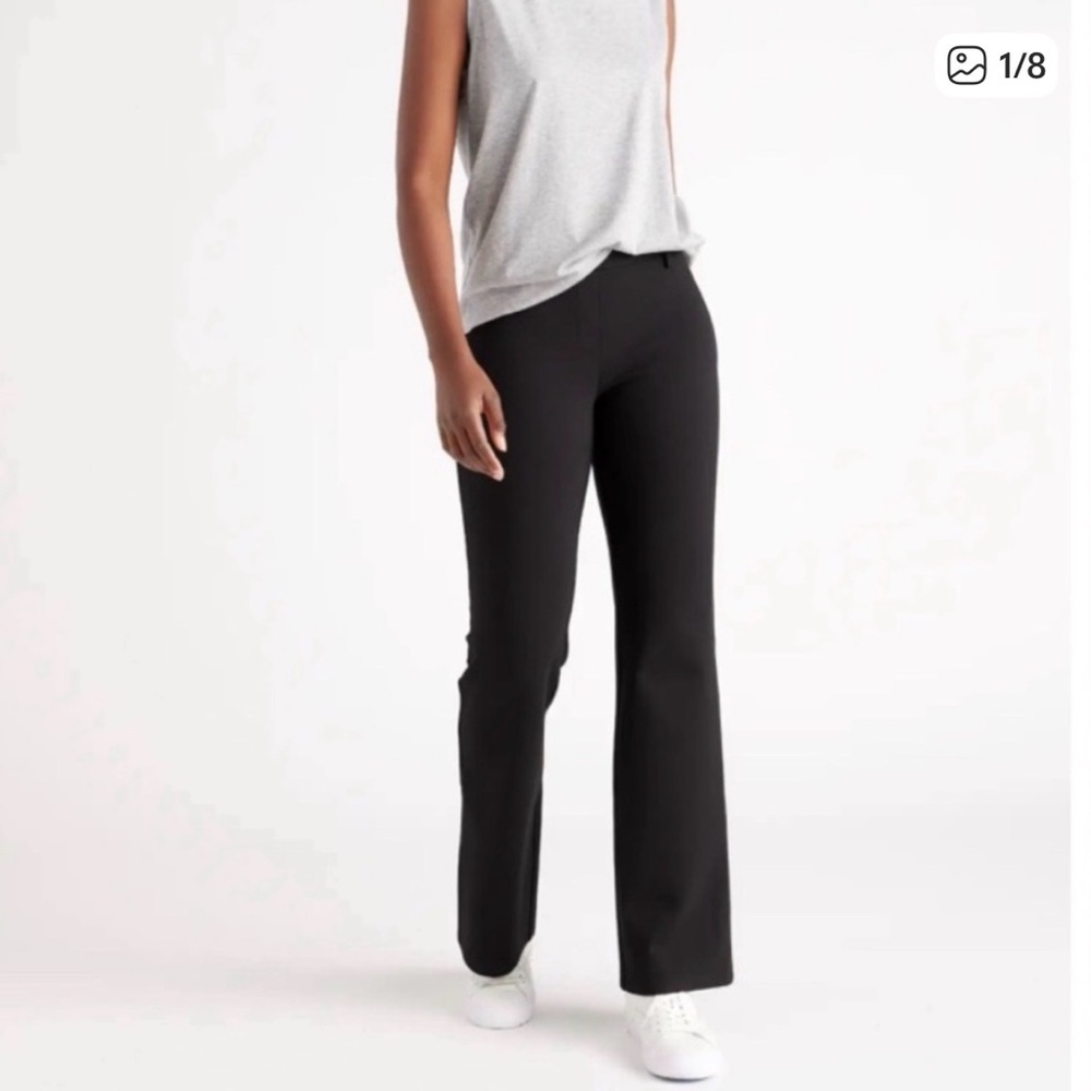 Quince Black Ultra-Stretch Ponte Bootcut Pants | Size S PETITE | Black
